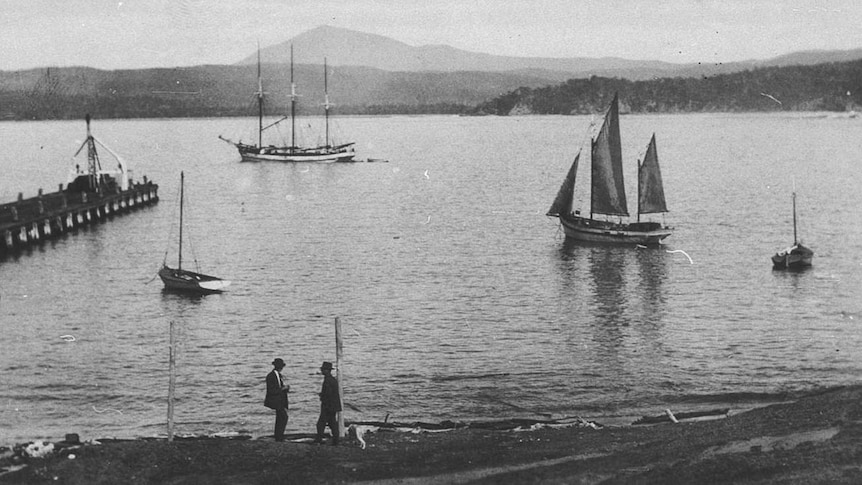 View of the wharf at Twofold Bay Eden in 1930