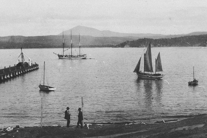 View of the wharf at Twofold Bay Eden in 1930