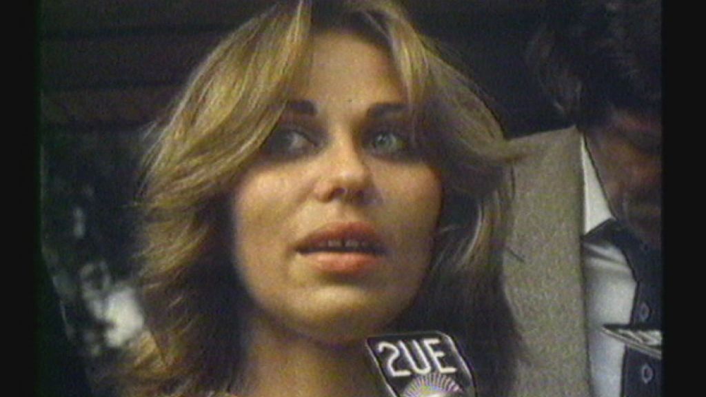 Sallie-Anne Huckstepp talks to the press outside court in 1981