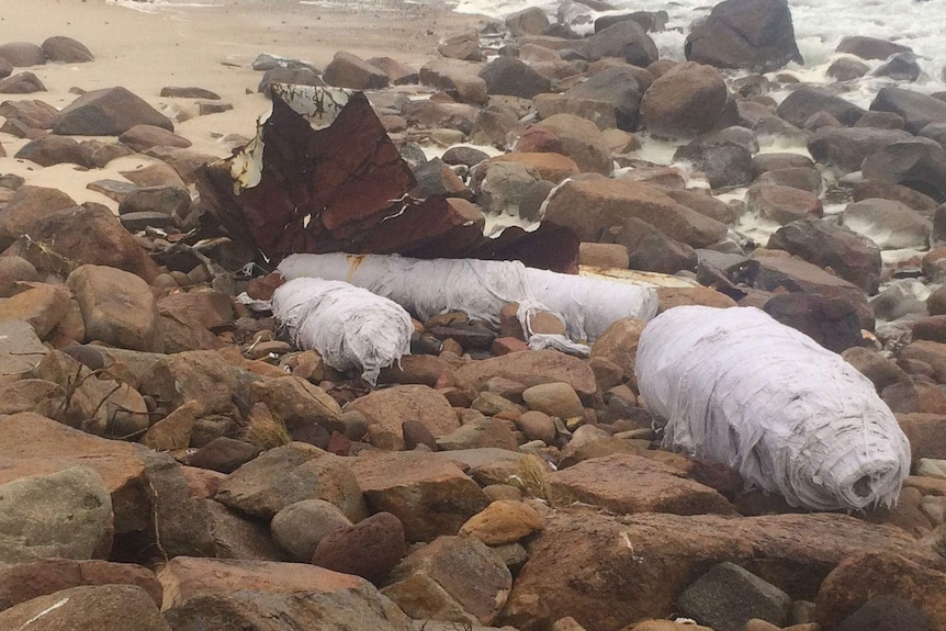 Debris on rocks