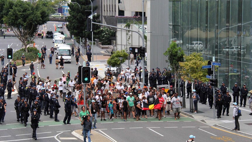 Aboriginal protest in Brisbane