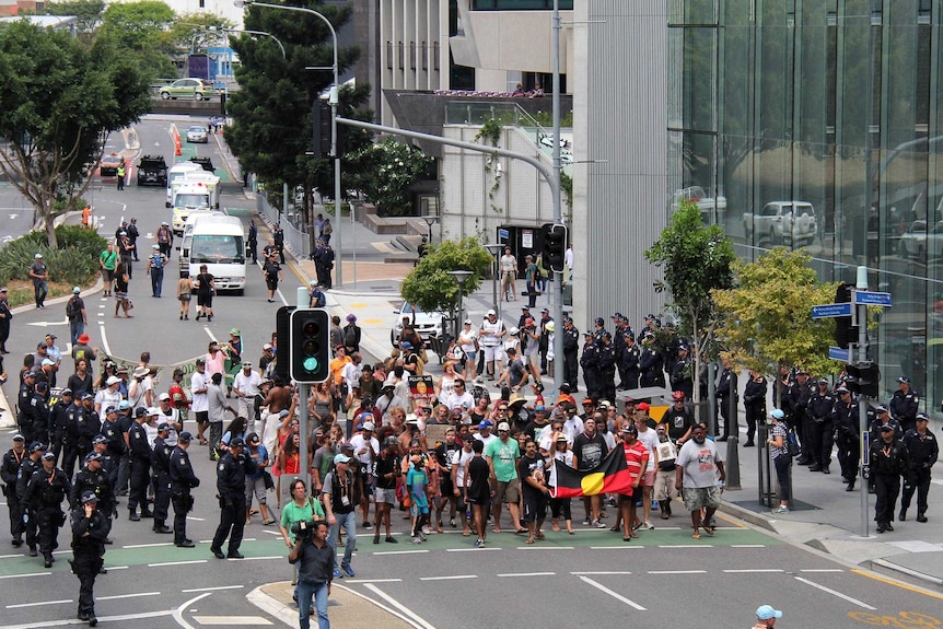 Aboriginal protest in Brisbane