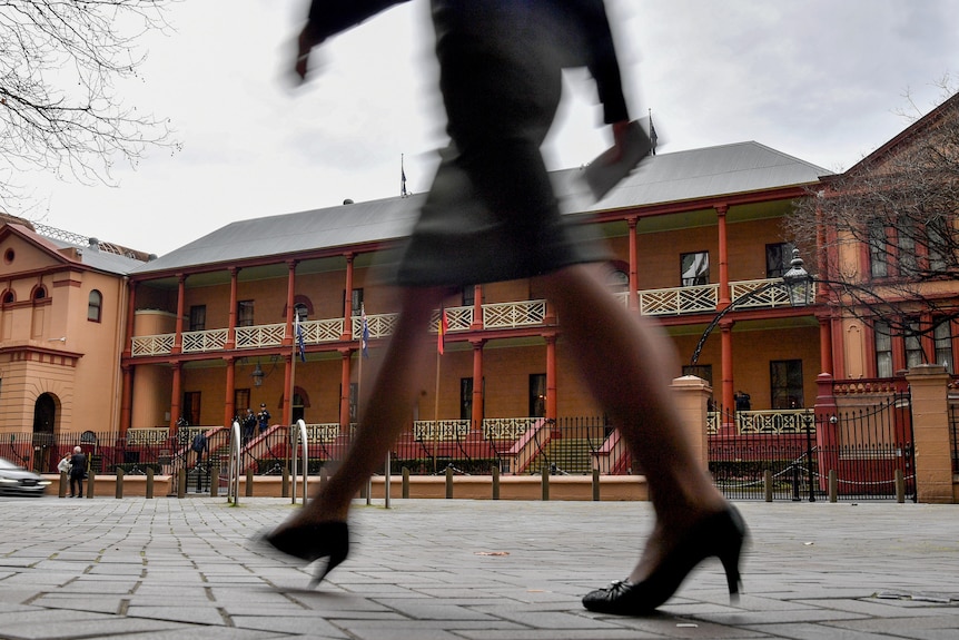 A woman outside NSW parliament