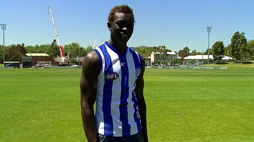 While the 18-year-old might not play in the AFL this season, his 194cm frame makes him a dominant force on the field.