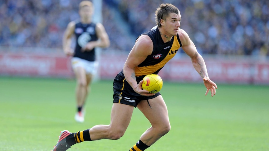 Richmond's Dustin Martin in action during the qualifying final loss to Carlton.