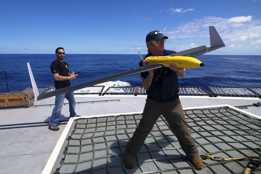 Sea Shepherd member launches military style drone from ship