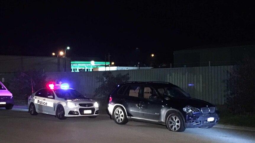 A closer up of a car with believed to have hit the pedestrians.