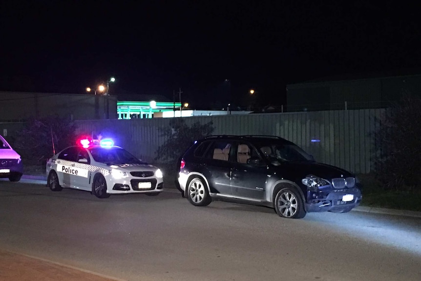 A closer up of a car with believed to have hit two pedestrians.