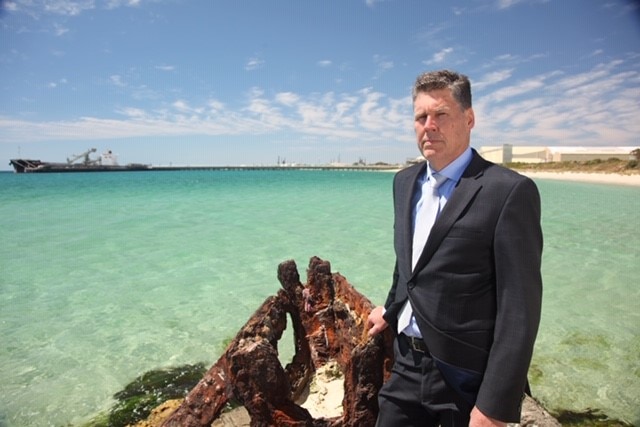 Chris Oughton standing near the ocean at the Kwinana site.