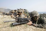 US and South Korean marines aim their weapons during an amphibious landing exercise in South Korea.