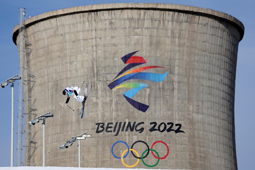 Tess Ledeux of Team France performs a trick during the Women's Freestyle Skiing Freeski Big Air Qualification