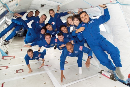 Astronauts experiencing weightlessness