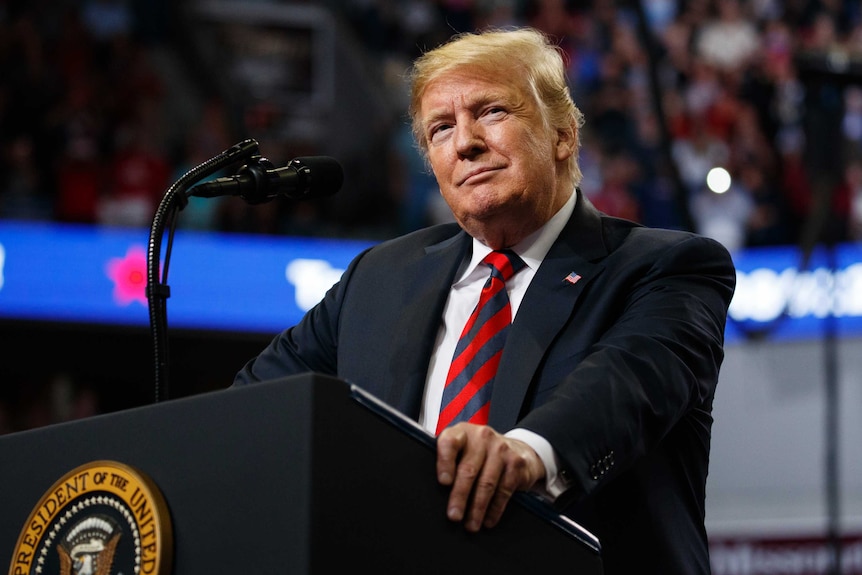 President Donald Trump speaks during a campaign rally