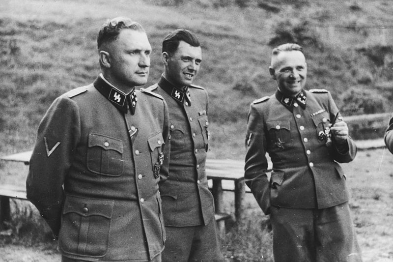Nazi SS officers outside Auschwitz.