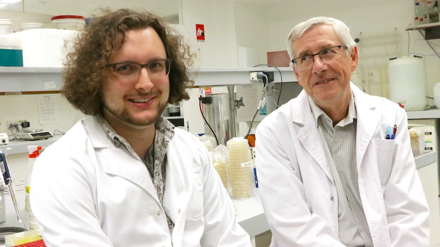 Scientists Cameron Macdonald and Dr Ross Corkrey from the University of Tasmania.