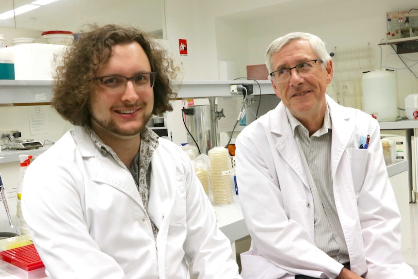 Scientists Cameron Macdonald and Dr Ross Corkrey from the University of Tasmania.