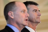 Premier Campbell Newman (left) and Tim Mander