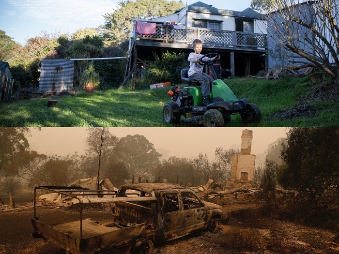 Matt Roberts, a camera operator for the ABC, took these photos of his sister's property, which was lost in the fires.