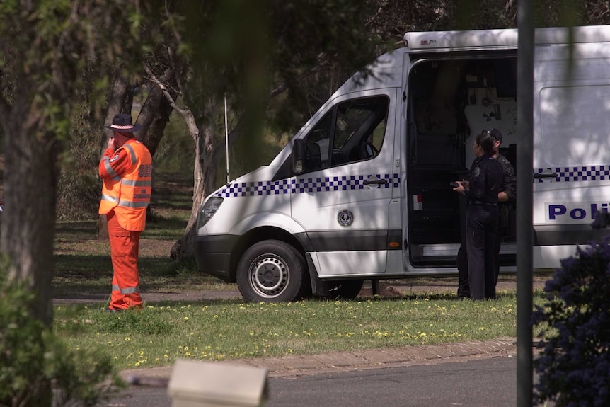 A park with crime scene tape