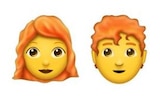 Examples of a red-haired male emoji and a red-haired female emoji.