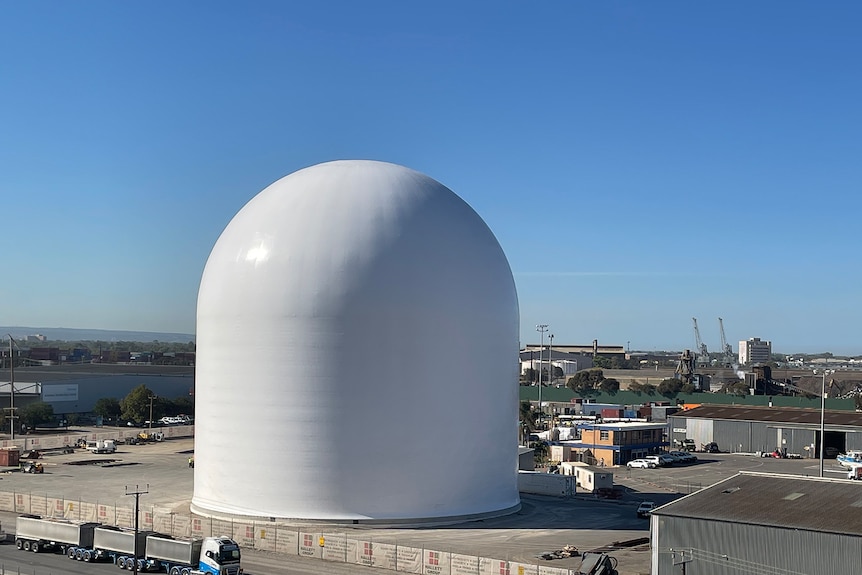 A giant fabric dome at Port Adelaide.