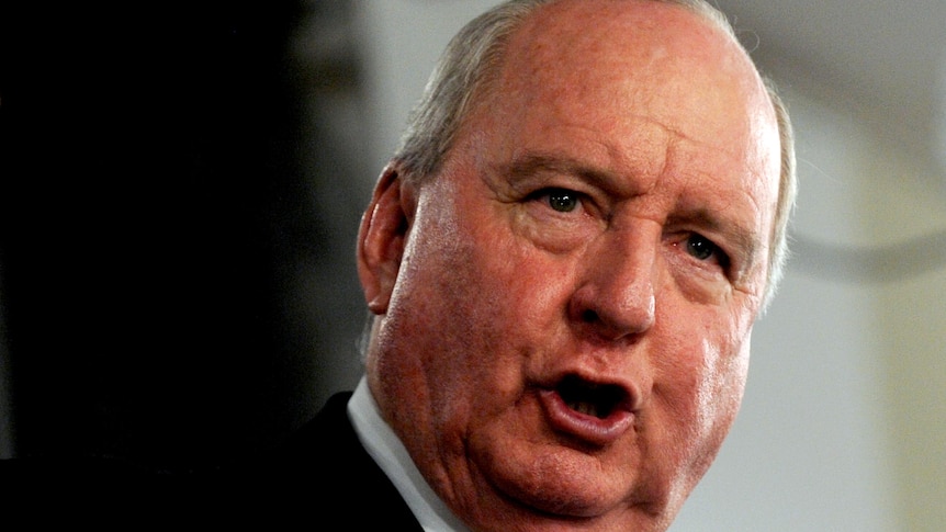 Radio broadcaster Alan Jones speaking at the National Press Club in Canberra.