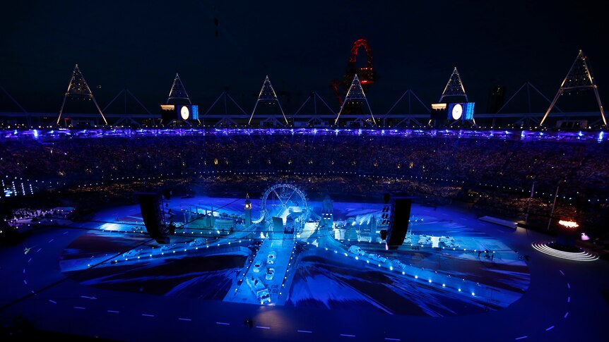 The pre-show is performed at the closing ceremony of the London 2012 Olympic Games at the Olympic Stadium August 12, 2012.
