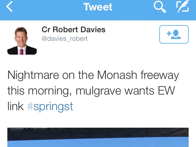 Deleted tweet from Liberal candidate for Mulgrave, Robert Davies.