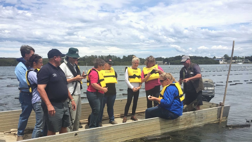 Dairy farmers and Oyster farmers in a boat