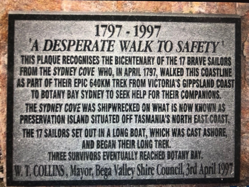 Plaque titled "A desperate walk to safety"