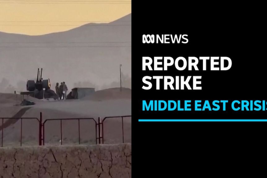 Reported Strike, Middle East Crisis: An anti-aircraft installation in a desert landscape.