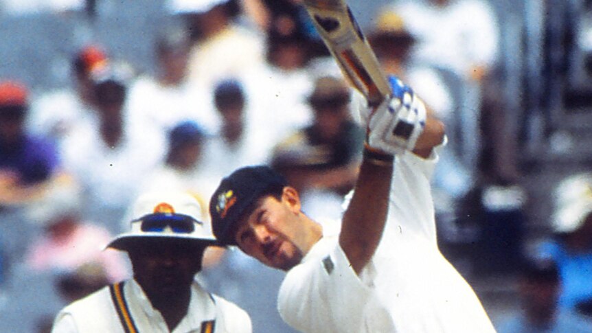 Ricky Ponting bats during his Test debut against Sri Lanka at the WACA in 1995.