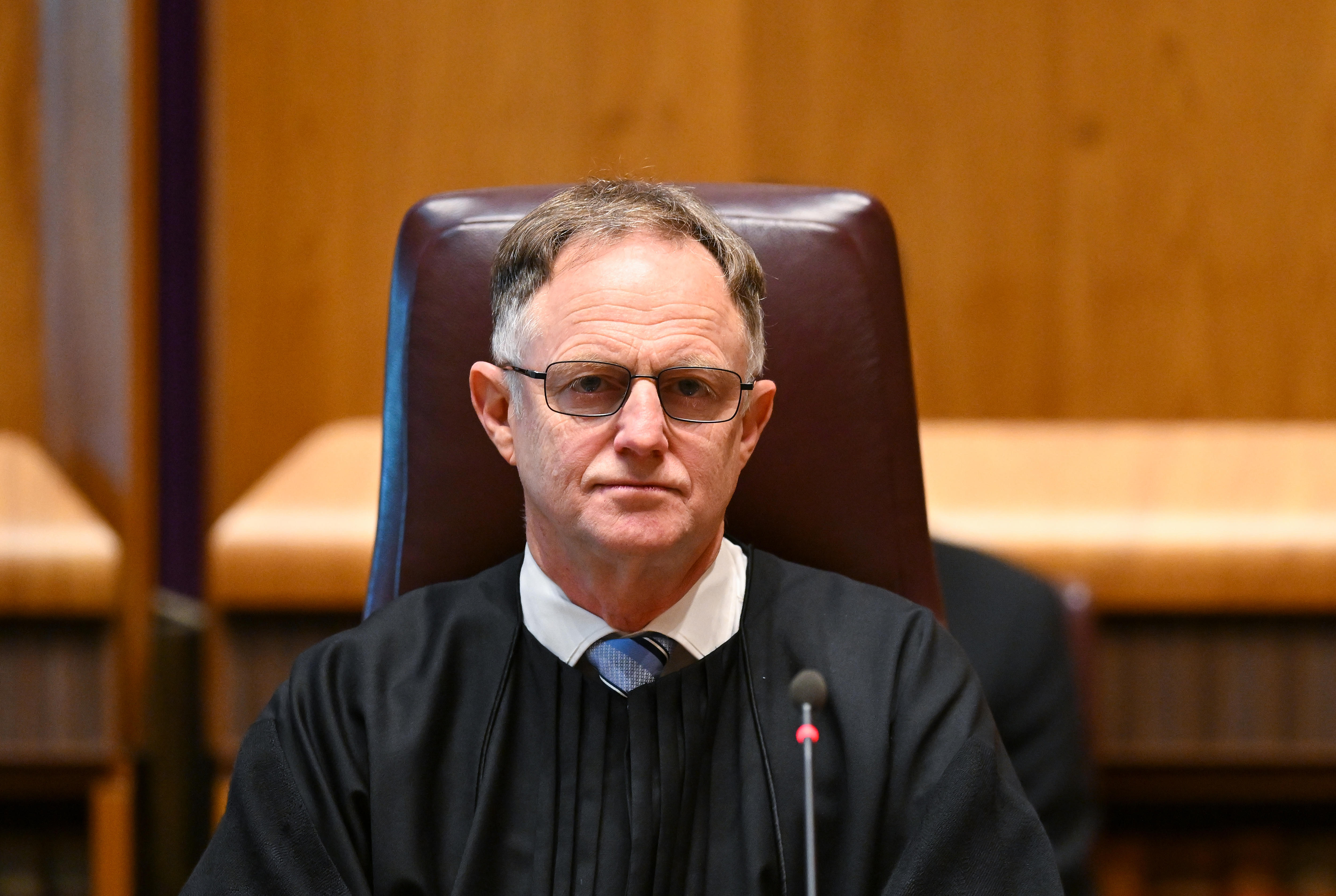 Stephen Gageler sitting in a courtroom wearing a black robe. 