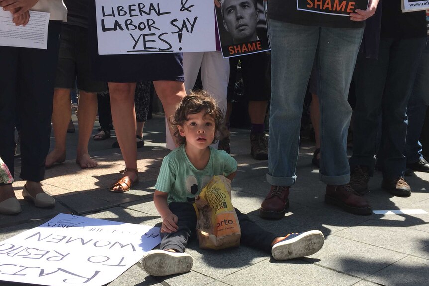 Child at Nauru refugee protest in Sydney