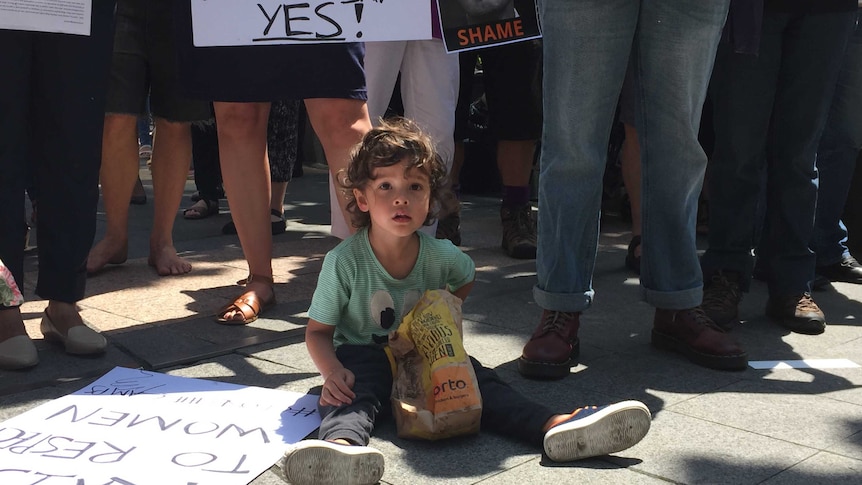 Child at Nauru refugee protest in Sydney
