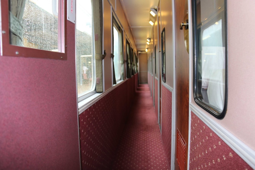 A look inside of one of the Sunlander's sleeping cars