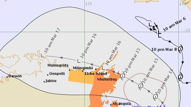 BOM tracking map of the tropical low pressure system issued at 11:15am on Friday.