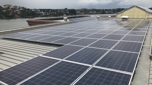 Solar panels on a building in Teneriffe, Brisbane