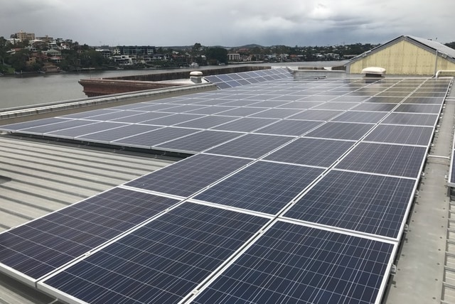 Solar panels on a building in Teneriffe, Brisbane