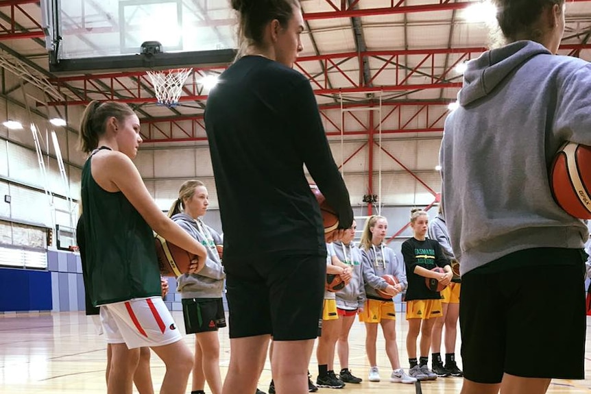 Hobart Charger female basketball players at Deloraine Masters 2018.