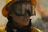 Film still of Angelina Jolie as Hannah in firefighting uniform in Those Who Wish Me Dead