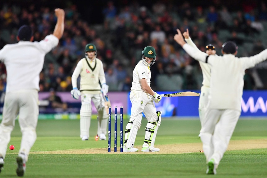 Steve Smith is bowled by Craig Overton