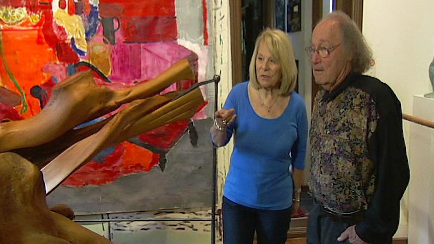 Eva Temple and Andrew Steiner with artworks