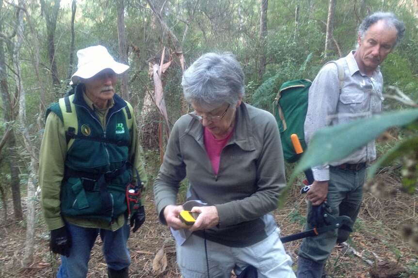 Anne Booth (centre) with GPS mapping
