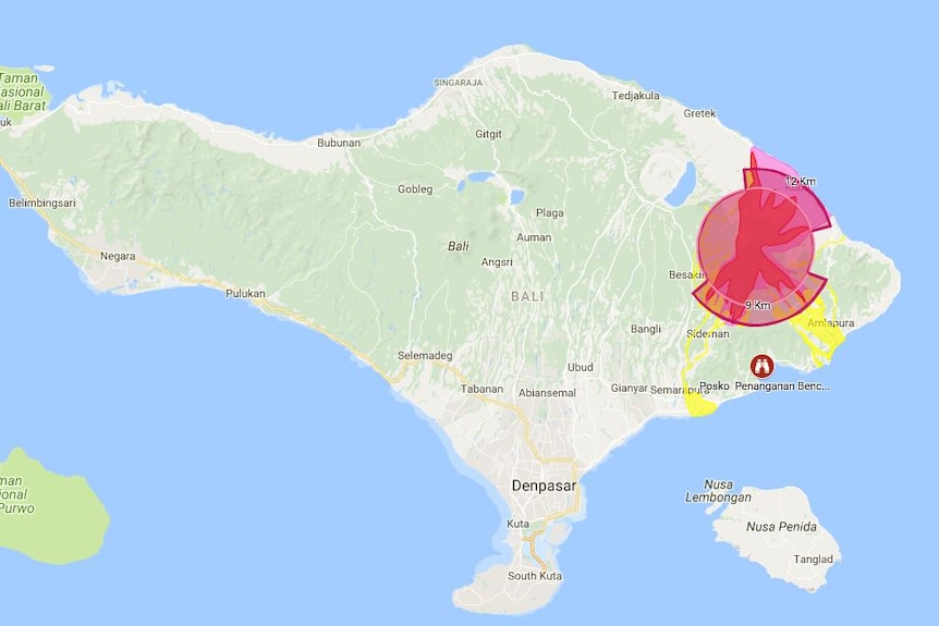 Interactive map of hazard zones in Bali.