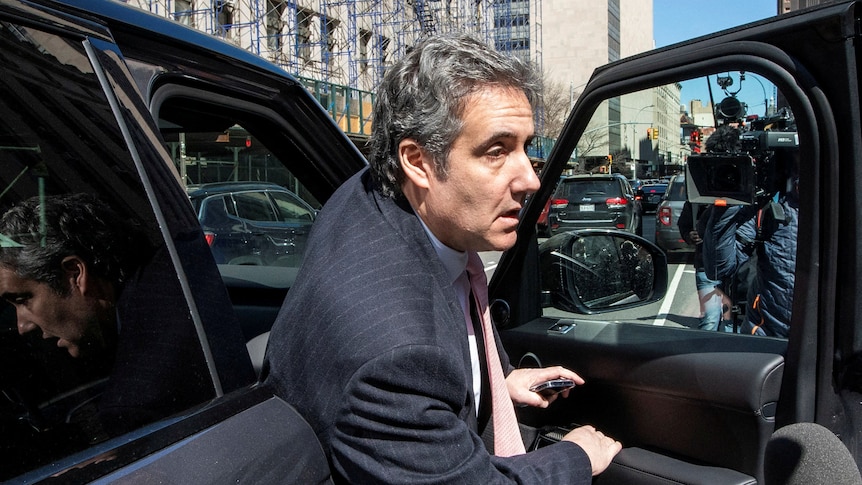 Michael Cohen, former attorney for former US President Donald Trump, arrives to the New York Courthouse.