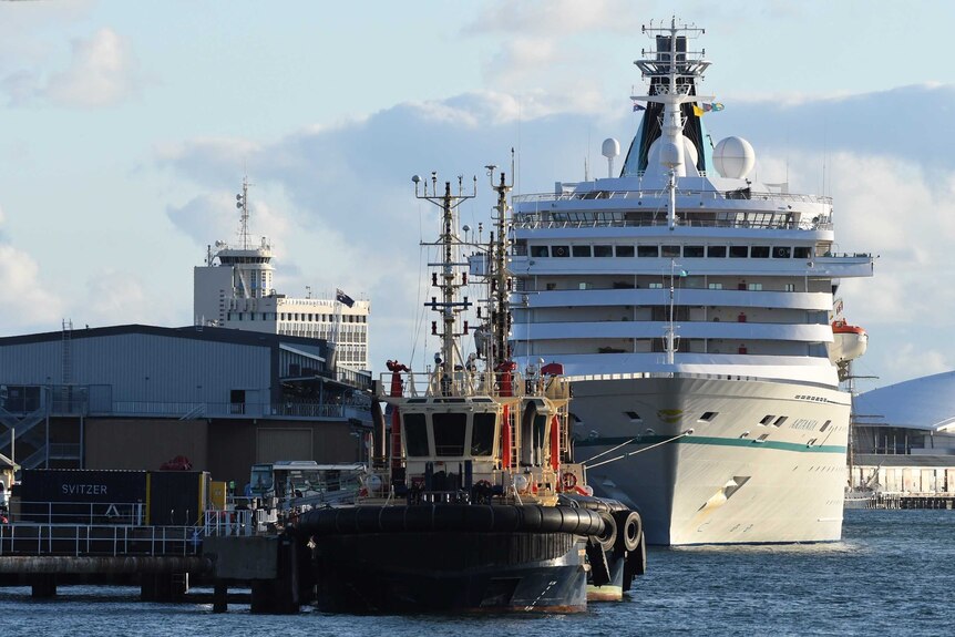 The Artania docked in Fremantle Port