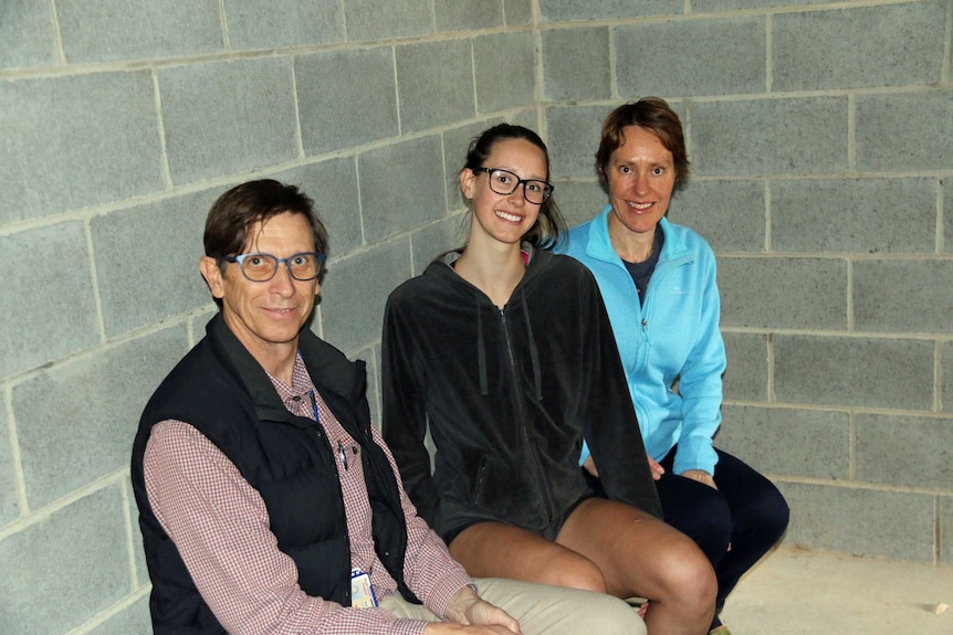 Guy Bannick, Charlotte Bannick and Karen Magraith inside the family bunker