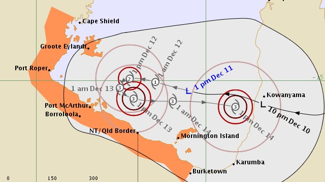 A cyclone warning is in place for some coastal communities in the Gulf of Carpentaria.