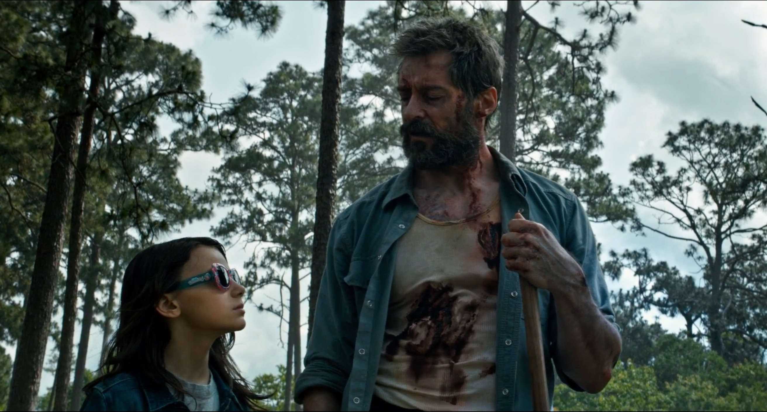 Dafne Keen and Hugh Jackman in a still from Wolverine.